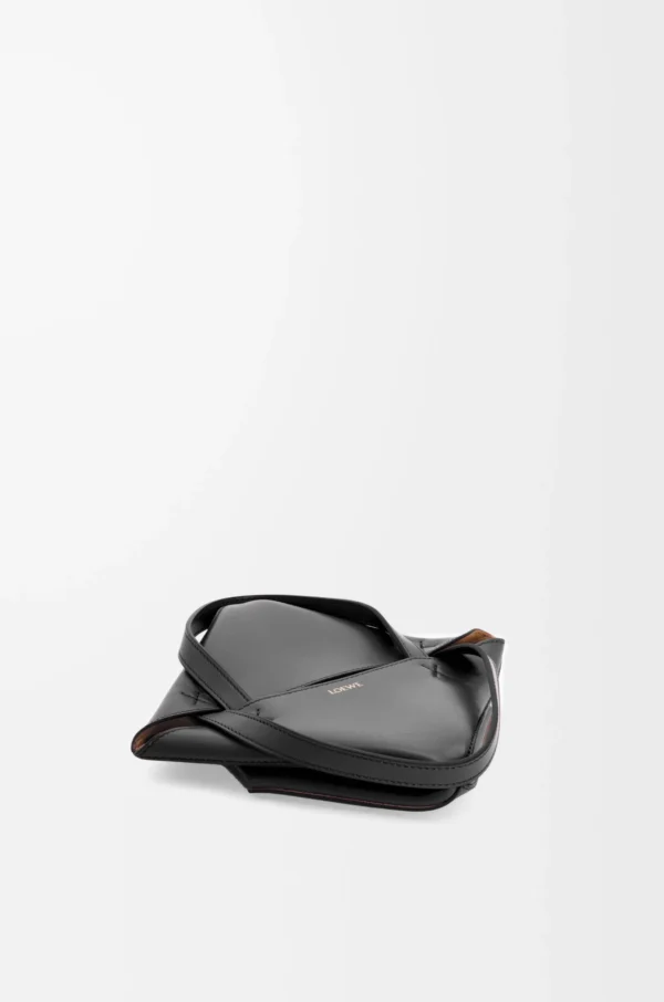 Mini Puzzle Fold tote in shiny calfskin