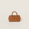 Arcadie Leather Small Handbag Cognac color