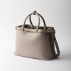 Prada Buckle Medium Leather Double-Belted Handbag