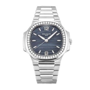 patek-philippe-nautilus-steel-set-diamond-7018-1a-mother-of-perl-blue-dial-replica-1.jpg Patek Philippe Nautilus Ladies 7018/1A Replica