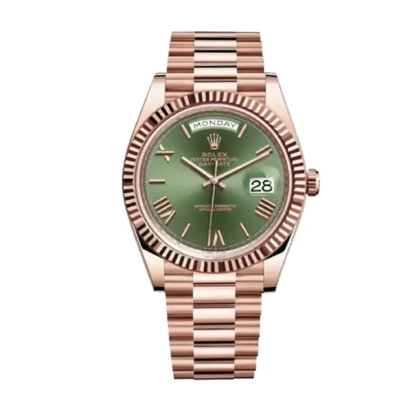 rolex-day-date-rose-gold-green-roman-dial-1.webp Rolex Day-Date Rose Gold Green Roman Dial Replica