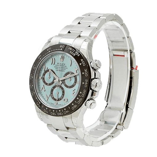 rolex-daytona-116506-replica-left.png Rolex Daytona Platinum Ice-Blue Arabic Dial 116506-0001 Oyster Replica
