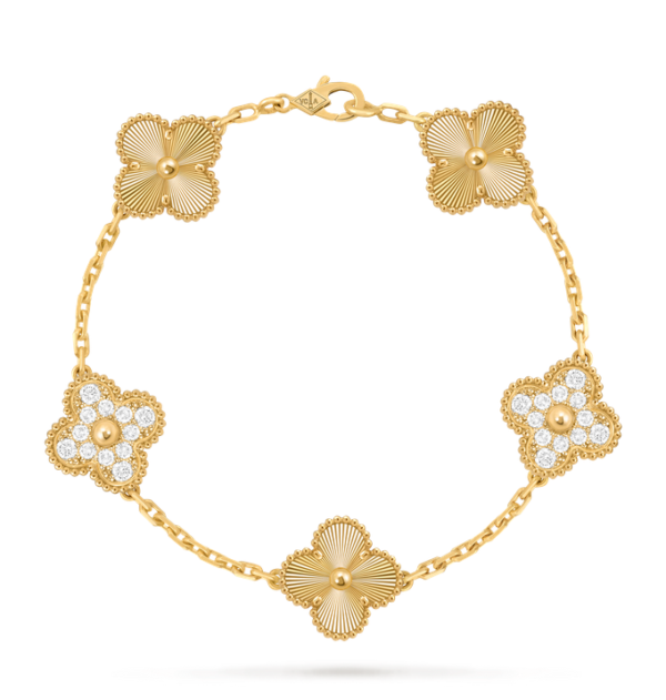 Van Cleef & Arpels Vintage Alhambra bracelet, 5 four-leaf lucky pattern Replica