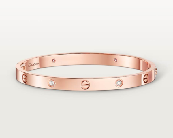 Cartier Love Collection Medium Size Bracelet Set with 4 Diamonds – Replica