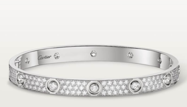 Cartier Love Collection Large Size Bracelet with 10 Diamonds and Full Paved Diamonds – Replica