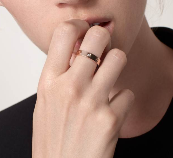 Cartier Love Collection Ring, Small Size, Set with 1 Diamond - Replica