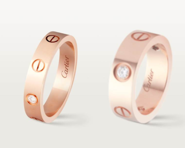 Cartier Love Collection Ring, Small Size, Set with 1 Diamond - Replica