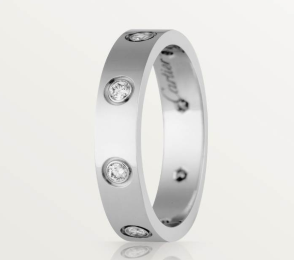 Cartier Love Collection Ring, Small Size, Set with 8 Diamonds - Replica