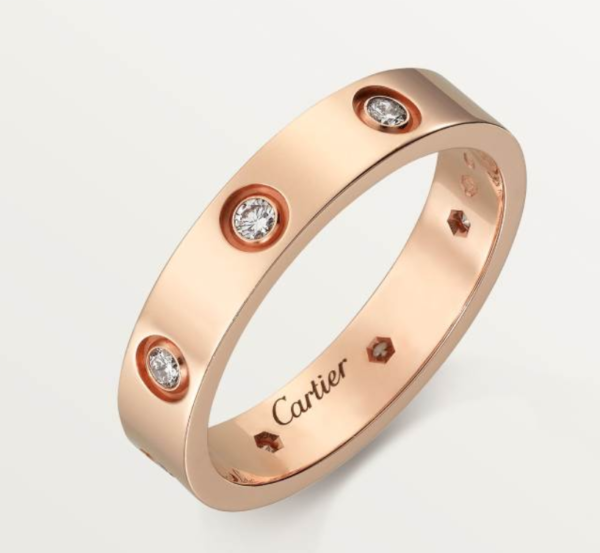 Cartier Love Collection Ring, Small Size, Set with 8 Diamonds - Replica