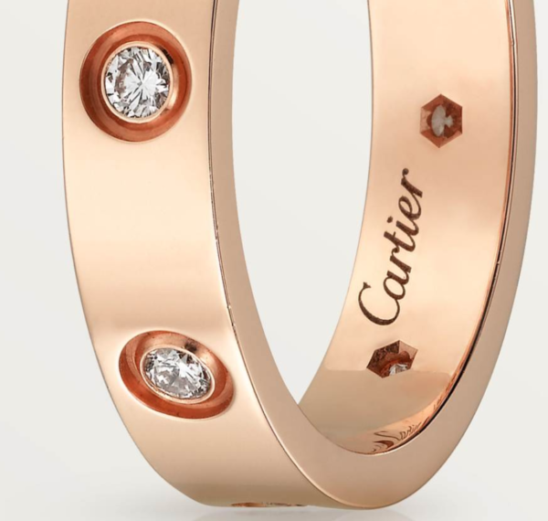 Cartier Love Collection Ring, Small Size, Set with 8 Diamonds - Replica