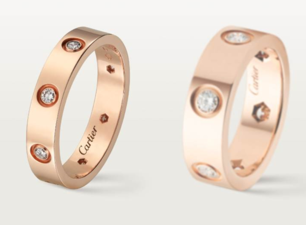 Cartier Love Collection Ring, Small Size, Set with 8 Diamonds - Replica