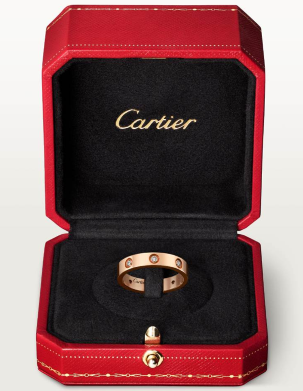 Cartier Love Collection Ring, Small Size, Set with 8 Diamonds - Replica
