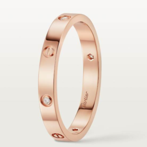 Cartier Love Collection Ring, Mini Size, Set with 4 Diamonds