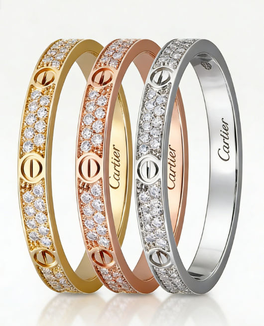 Cartier Love Collection Mini Ring, Full Diamond Paved - Replica