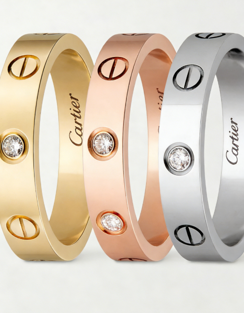 Cartier Love Collection Ring, Small Size, Set with 1 Diamond - Replica