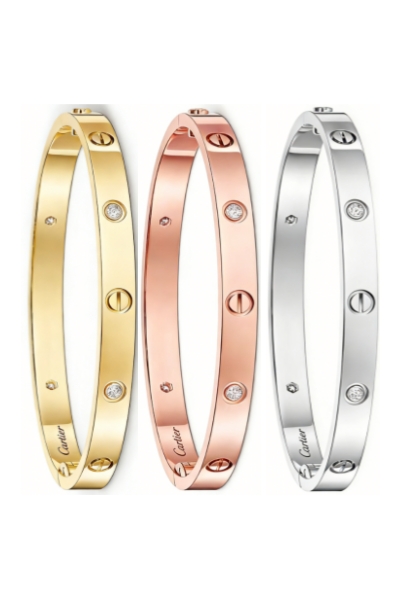 Cartier Love Collection Medium Size Bracelet Set with 4 Diamonds – Replica