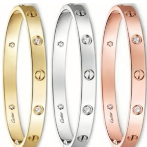 Cartier Love Collection Large Size Bracelet Set with 4 Diamonds – Replica