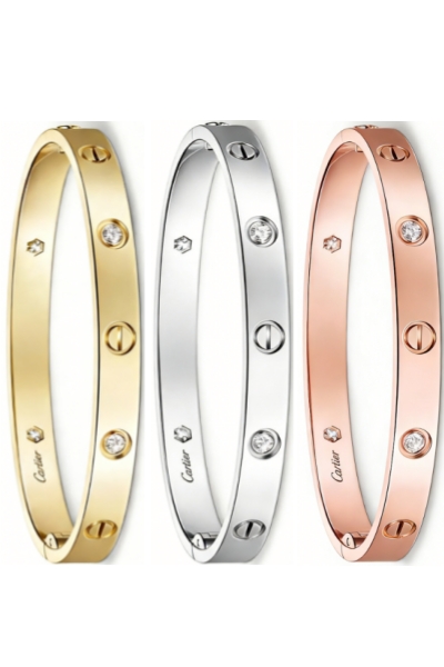 未命名 Cartier Love Collection Large Size Bracelet Set with 4 Diamonds – Replica
