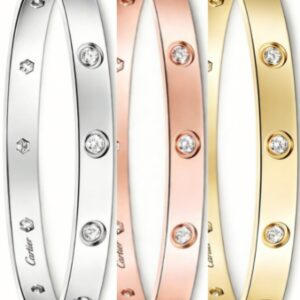 Cartier Love Collection Large Size Bracelet Set with 10 Diamonds – Replica