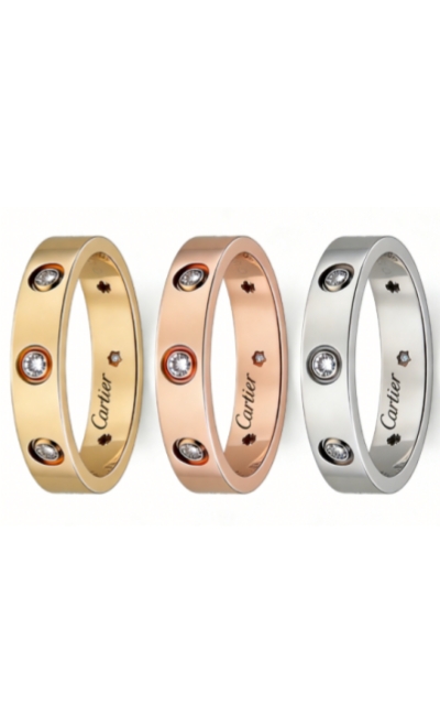 Cartier Love Collection Ring, Small Size, Set with 8 Diamonds - Replica